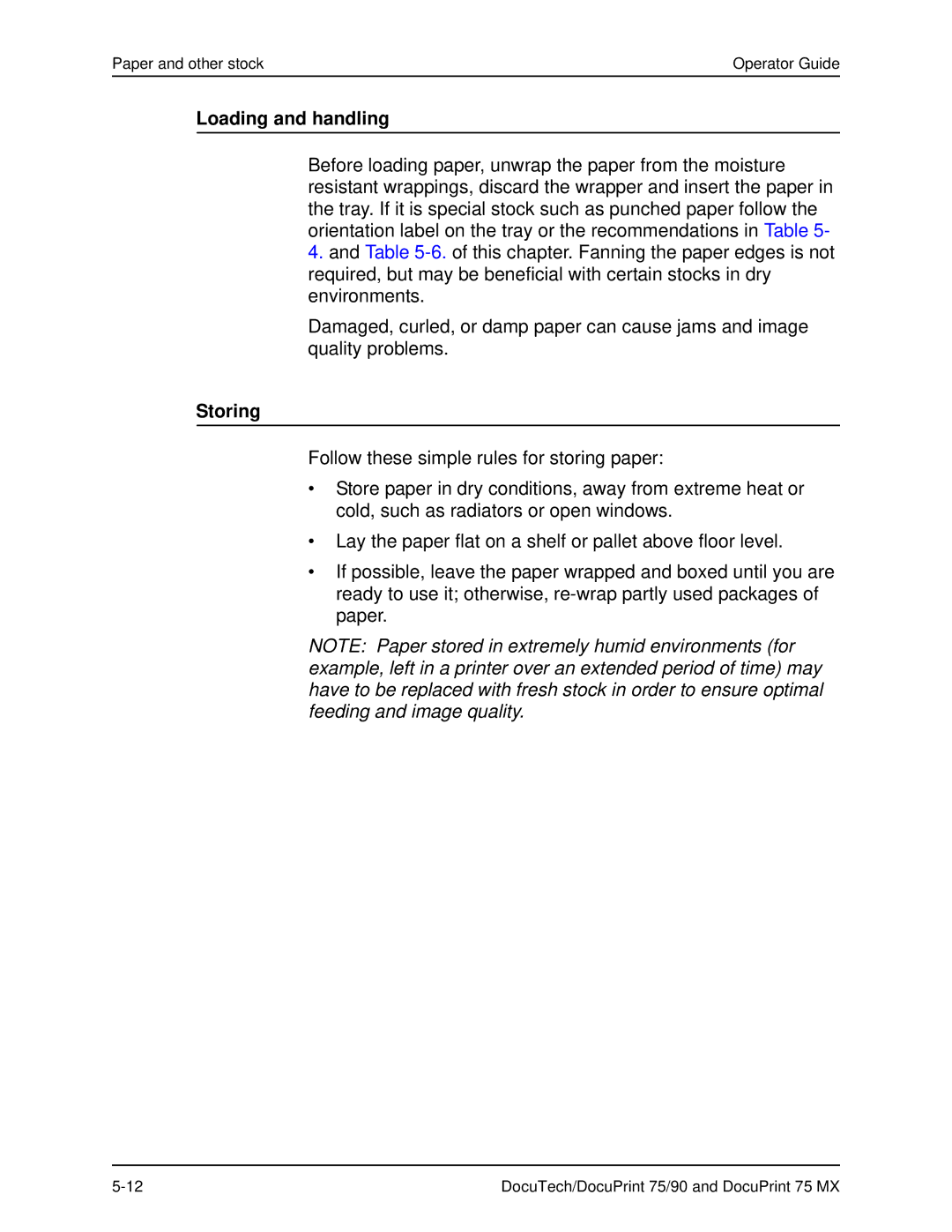 Xerox 75 MX manual Loading and handling, Storing 