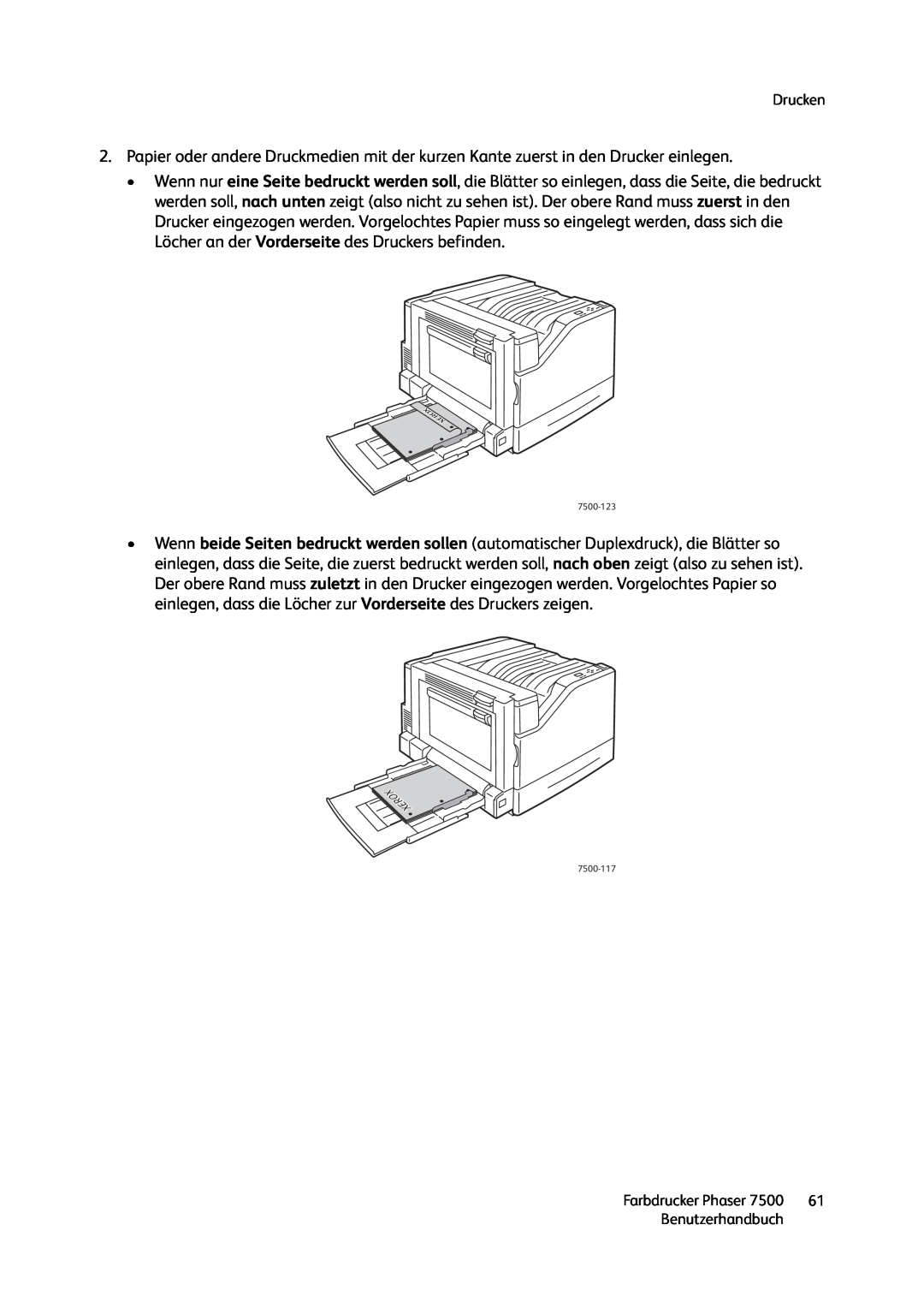 Xerox 7500 color printer manual Drucken, Benutzerhandbuch 