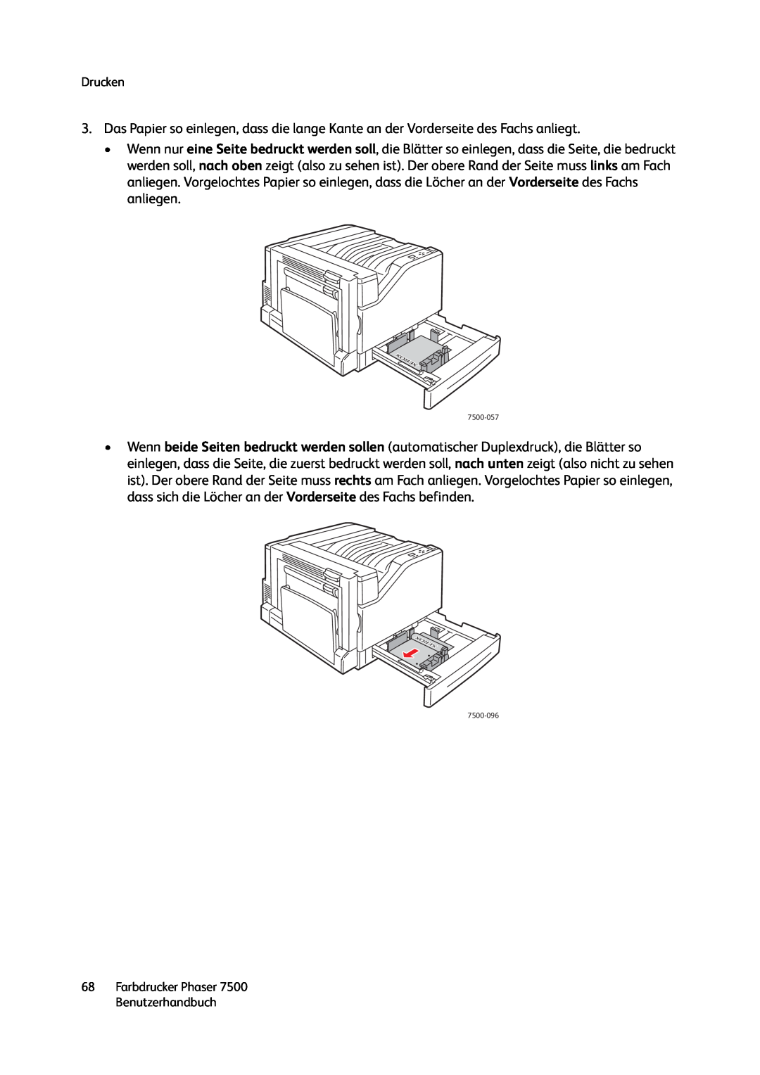 Xerox 7500 color printer manual Drucken, 68Farbdrucker Phaser 7500 Benutzerhandbuch 