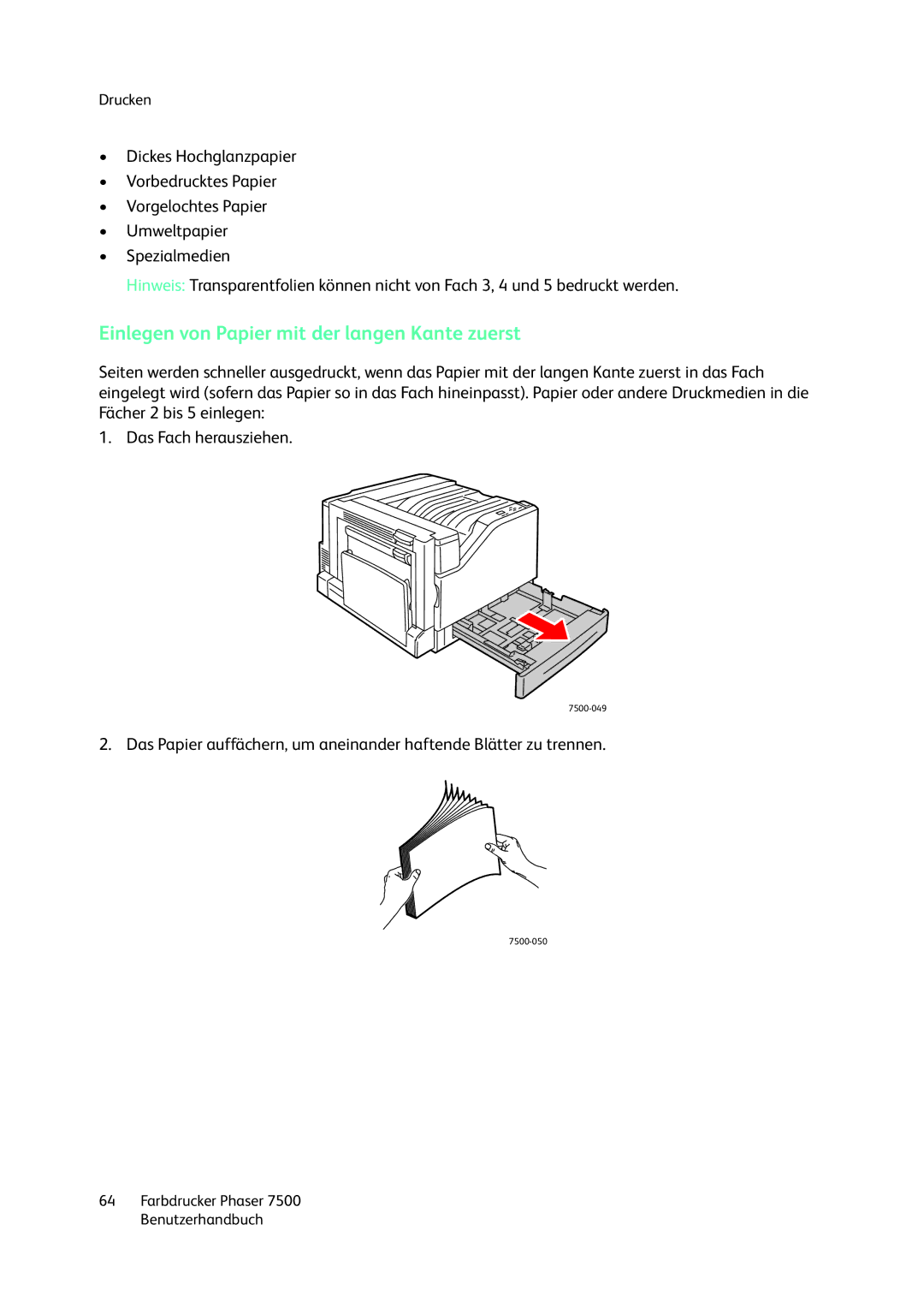 Xerox 7500 color printer manual 7500-049 