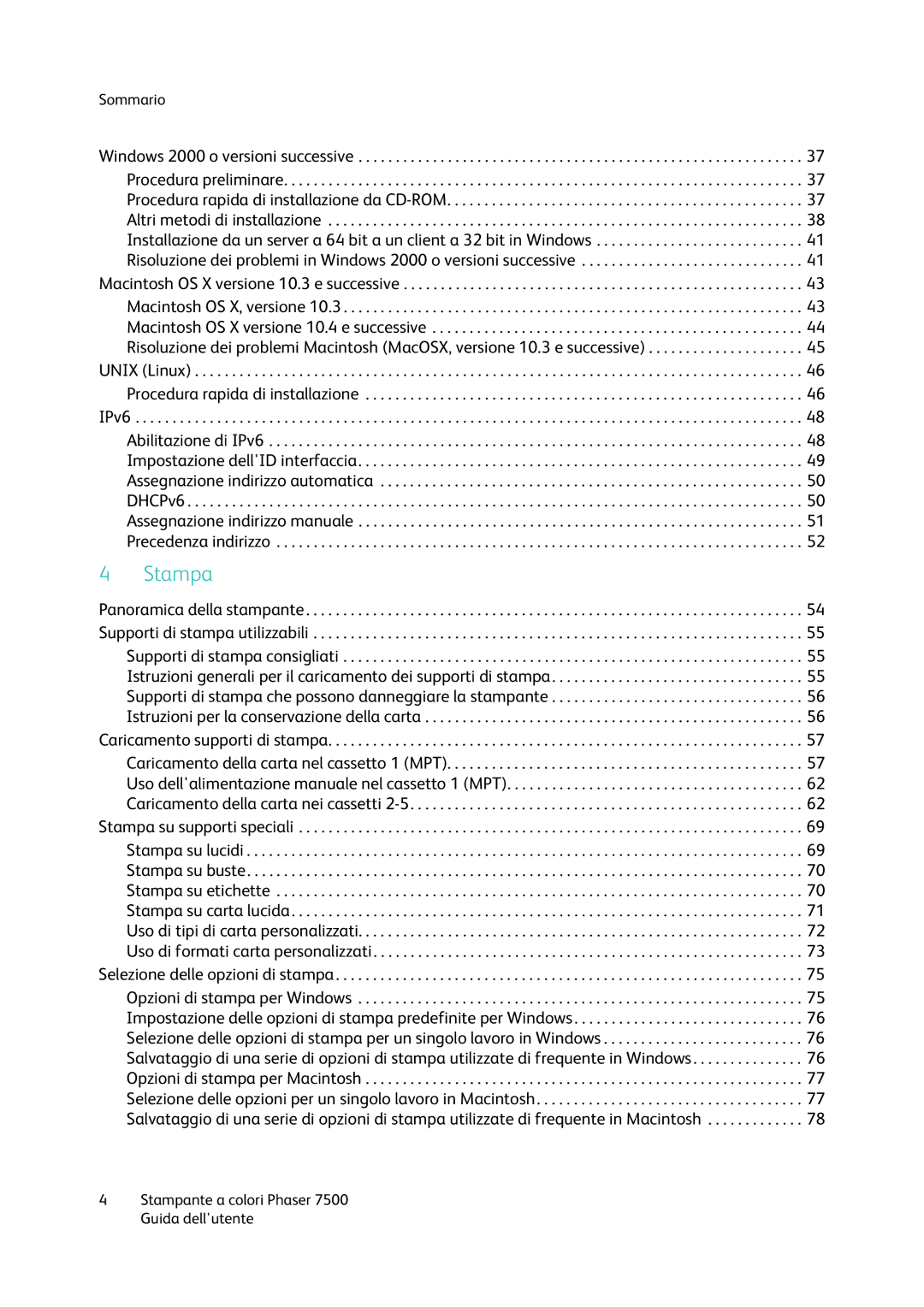 Xerox 7500 manual Stampa 