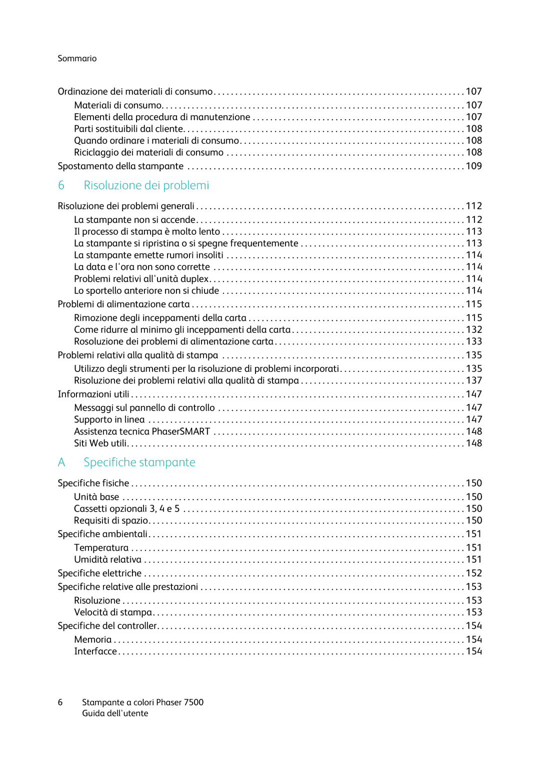 Xerox 7500 manual Risoluzione dei problemi 