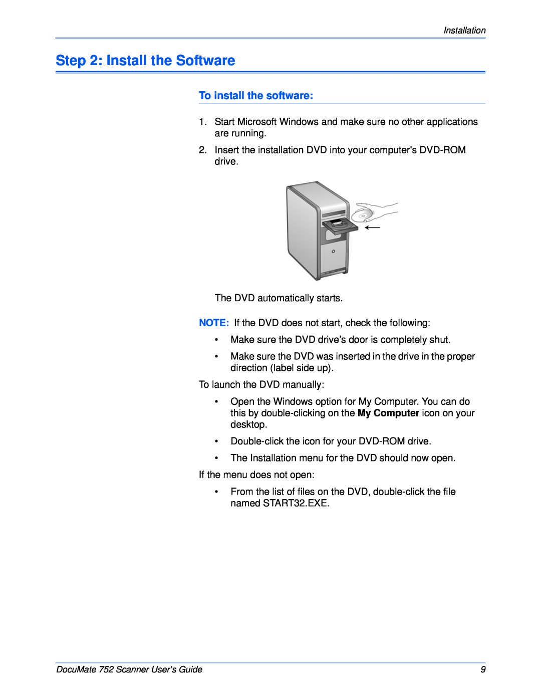 Xerox 752 manual Install the Software, To install the software 