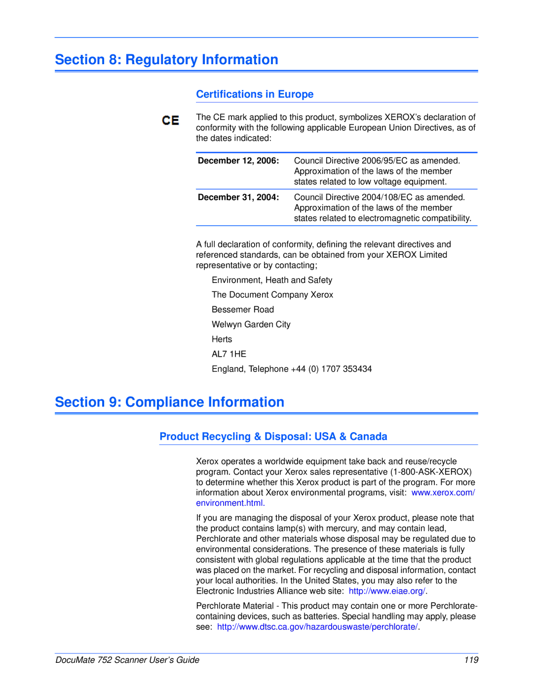 Xerox 752 manual Regulatory Information, Compliance Information, Certifications in Europe 