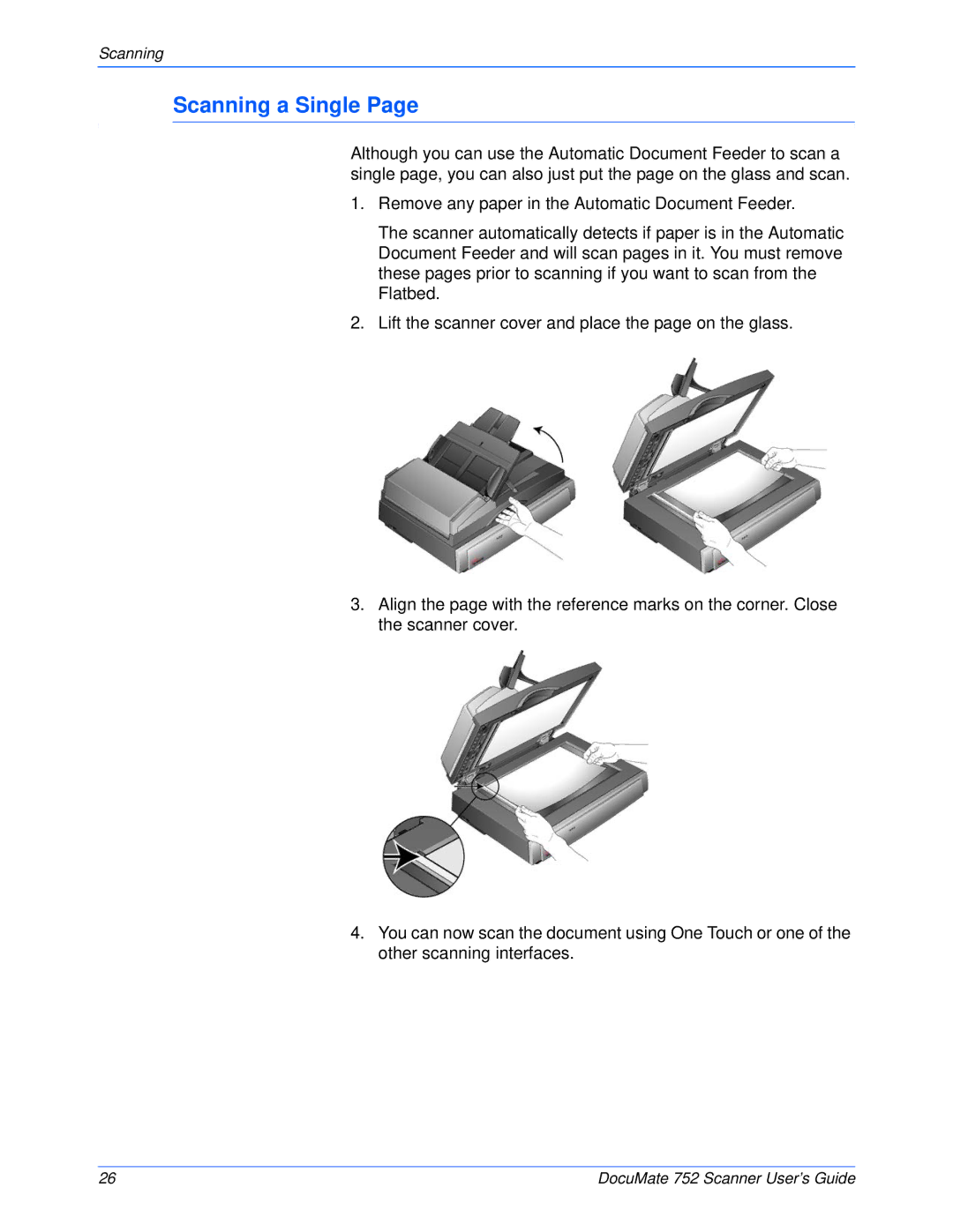 Xerox 752 manual Scanning a Single 