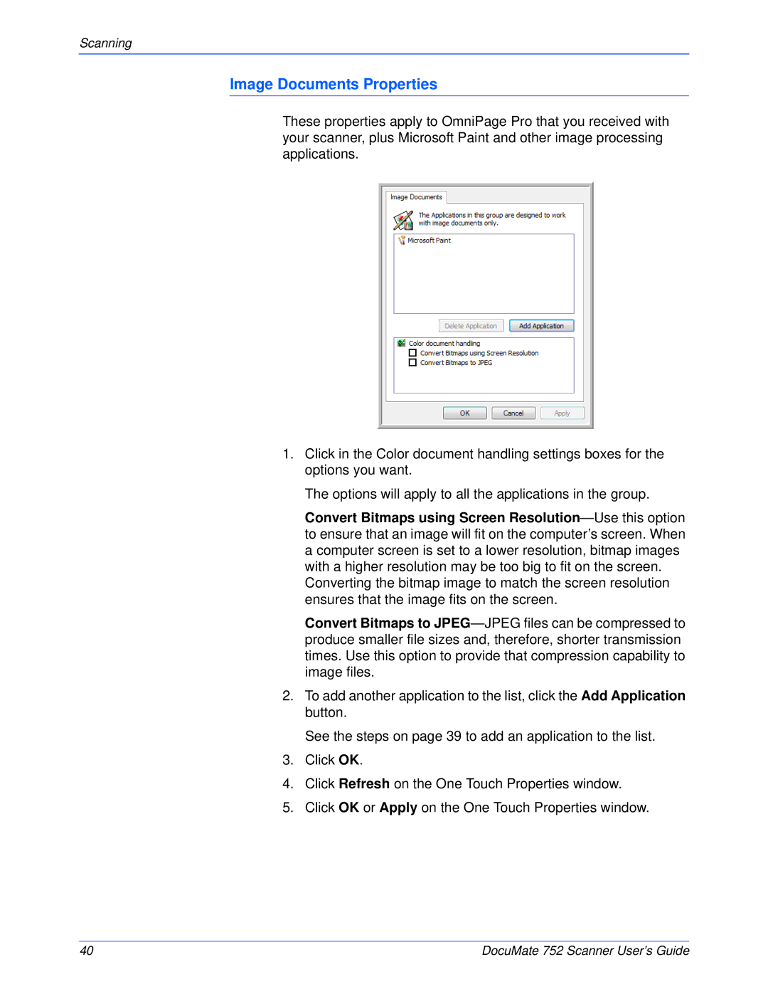 Xerox 752 manual Image Documents Properties 