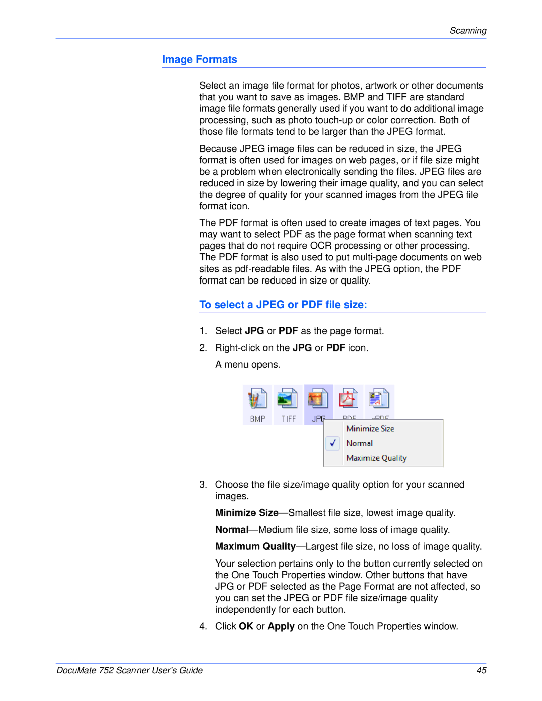 Xerox 752 manual Image Formats 