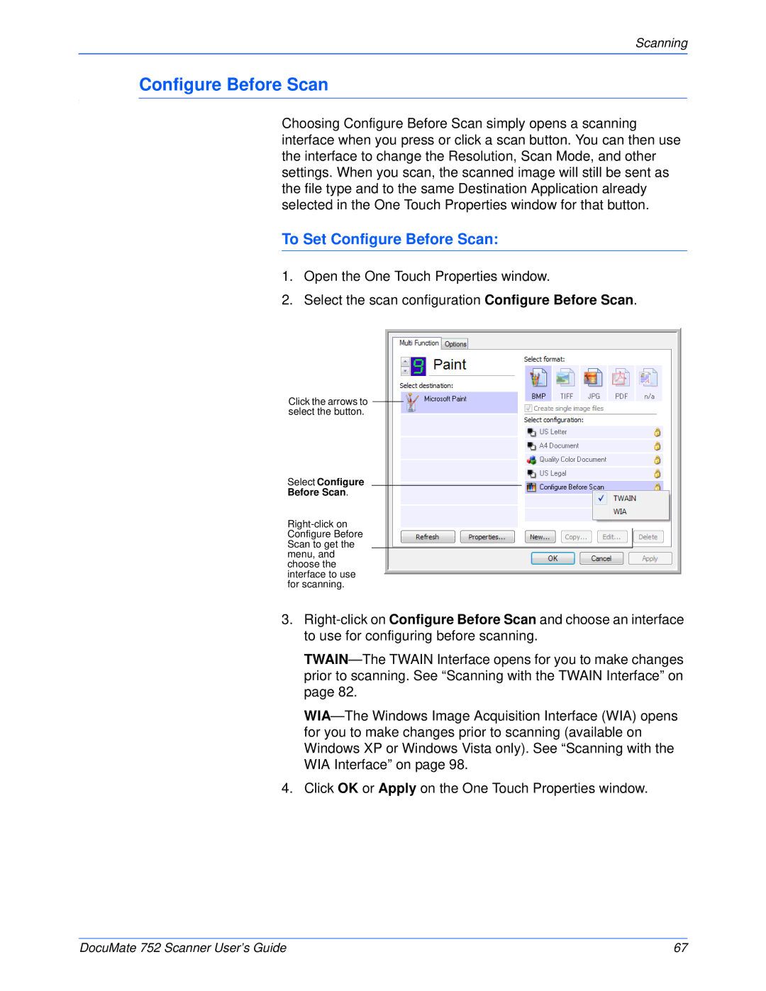 Xerox 752 manual To Set Configure Before Scan 