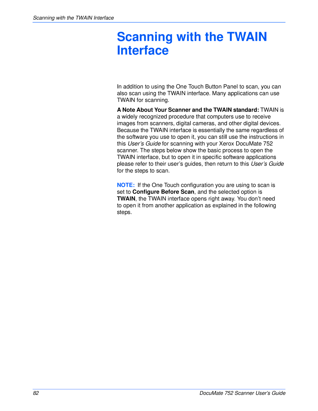 Xerox 752 manual Scanning with the Twain Interface 