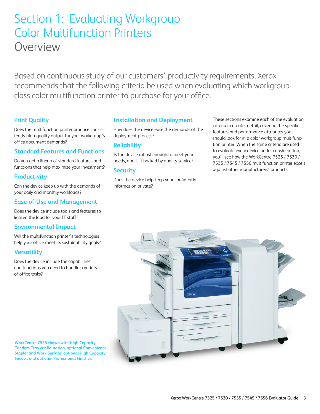 Xerox 7545, 7525, 7530, 7535, 7556 manual Overview 