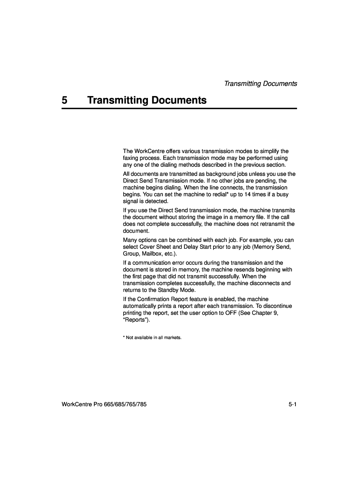 Xerox 785, 765, 665, 685 manual Transmitting Documents 