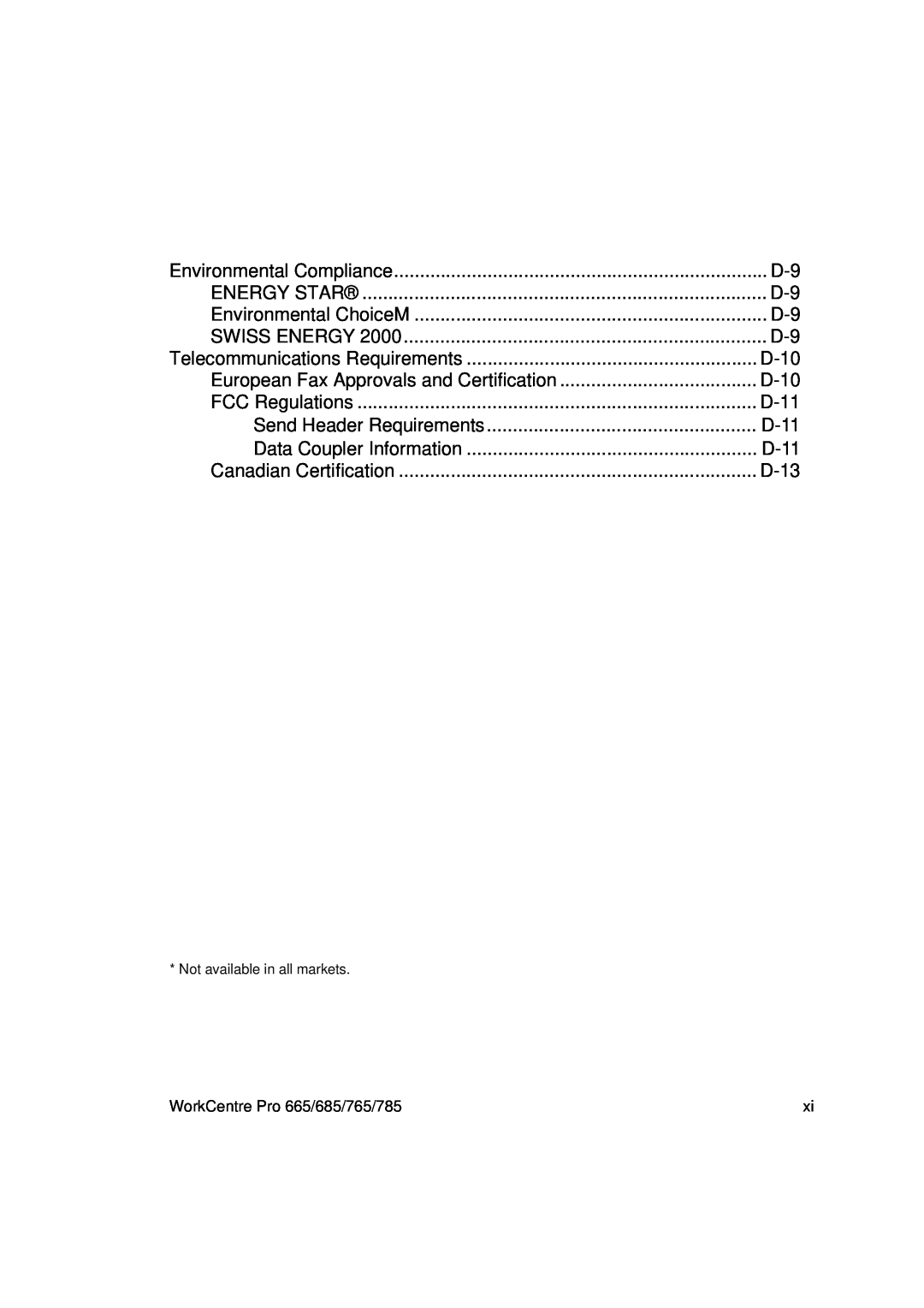 Xerox 665, 765, 685, 785 manual Environmental Compliance 