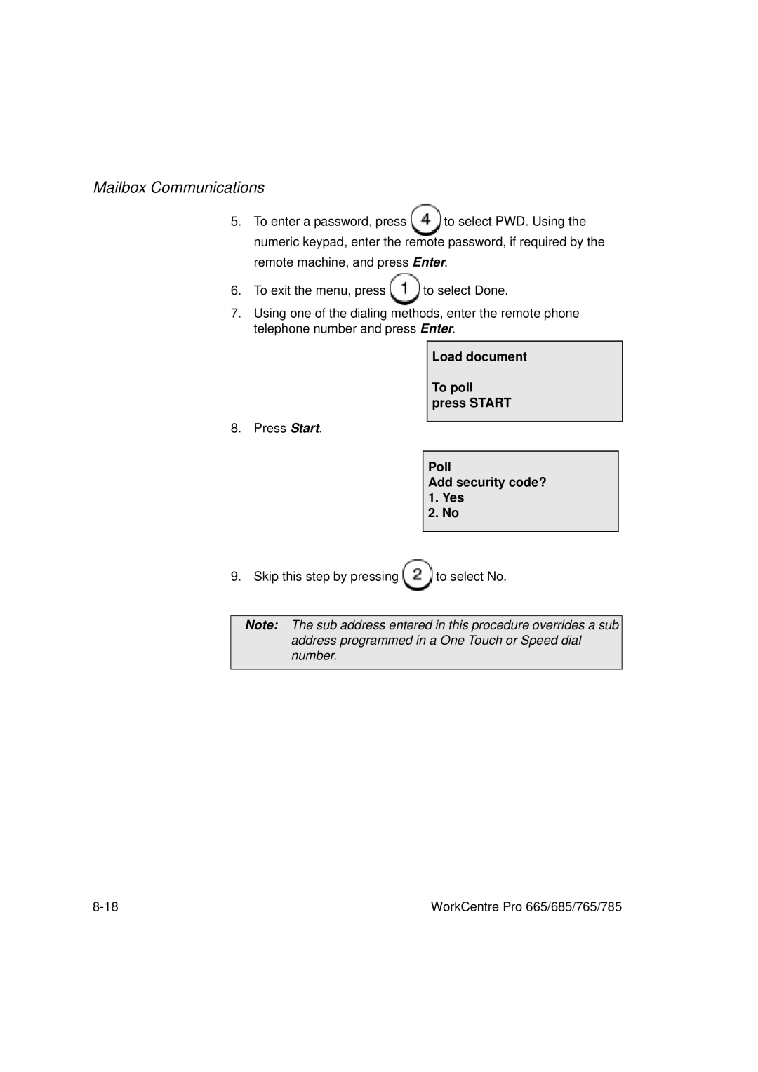 Xerox 685, 765, 665, 785 manual Load document To poll press Start 