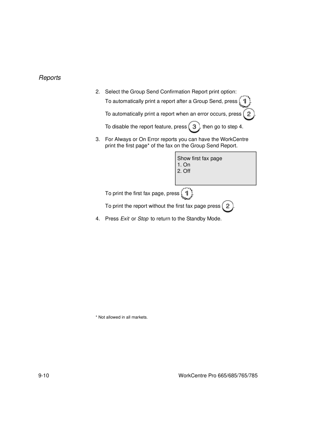 Xerox 765, 665, 685, 785 manual Reports 