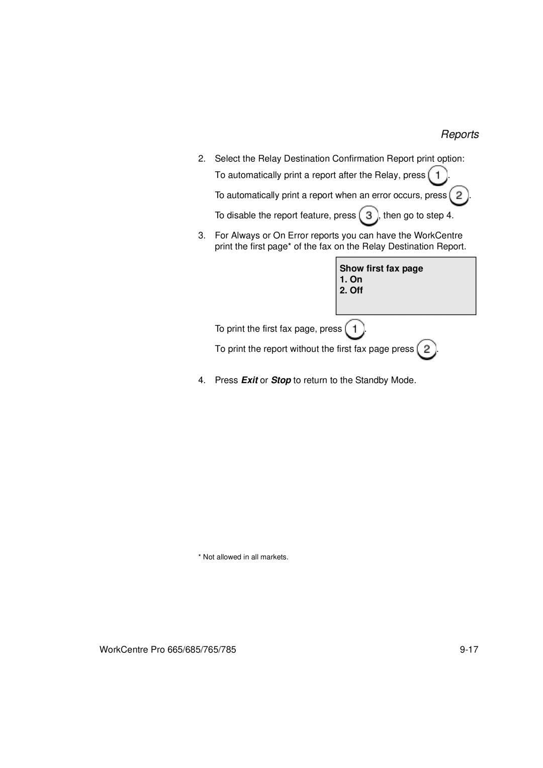 Xerox 785, 765, 665, 685 manual Reports 