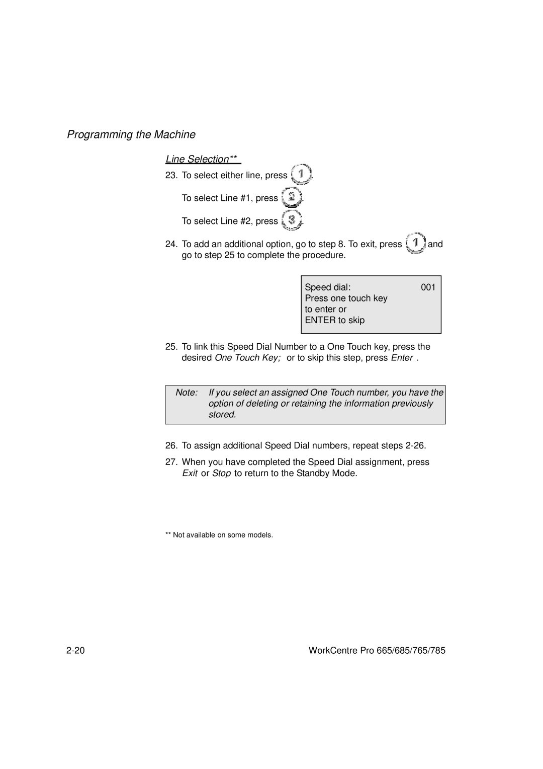 Xerox 765, 665, 685, 785 manual Line Selection 