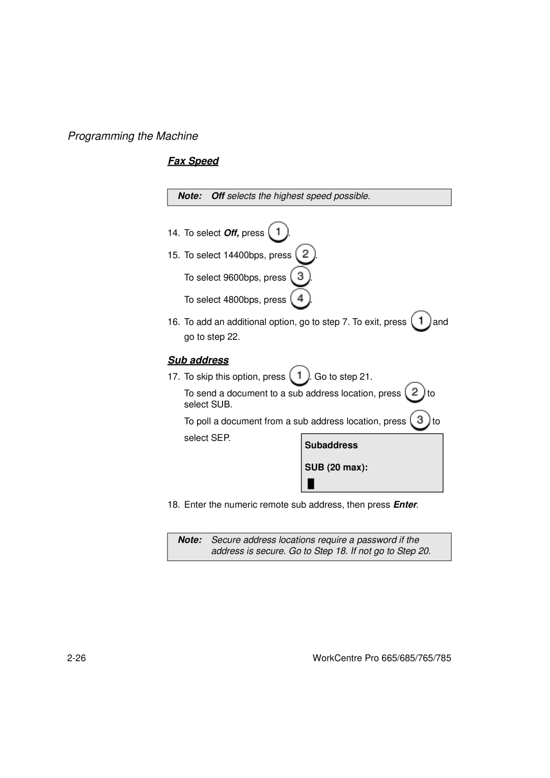 Xerox 685, 765, 665, 785 manual Fax Speed 