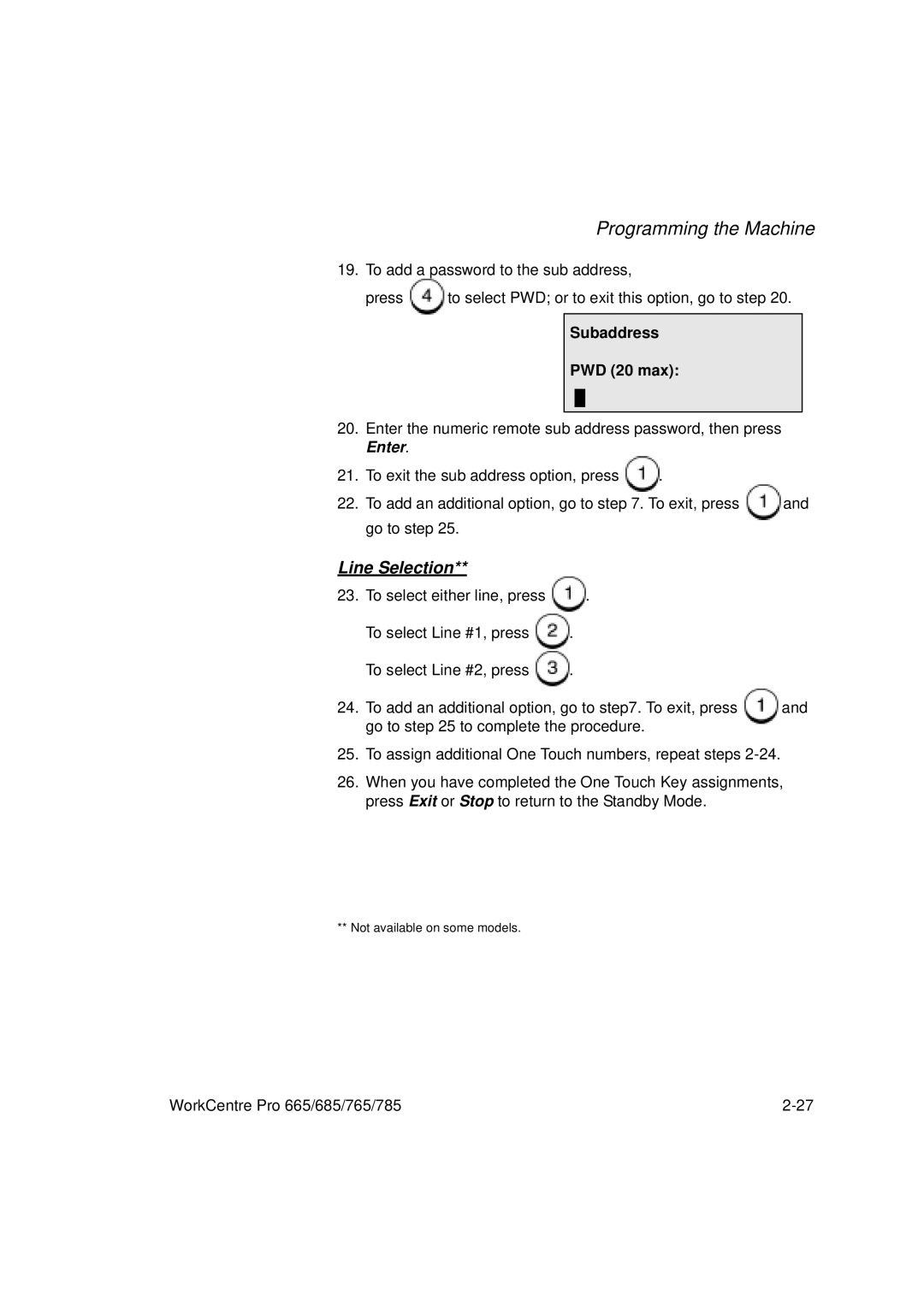 Xerox 785, 765, 665, 685 manual Line Selection 