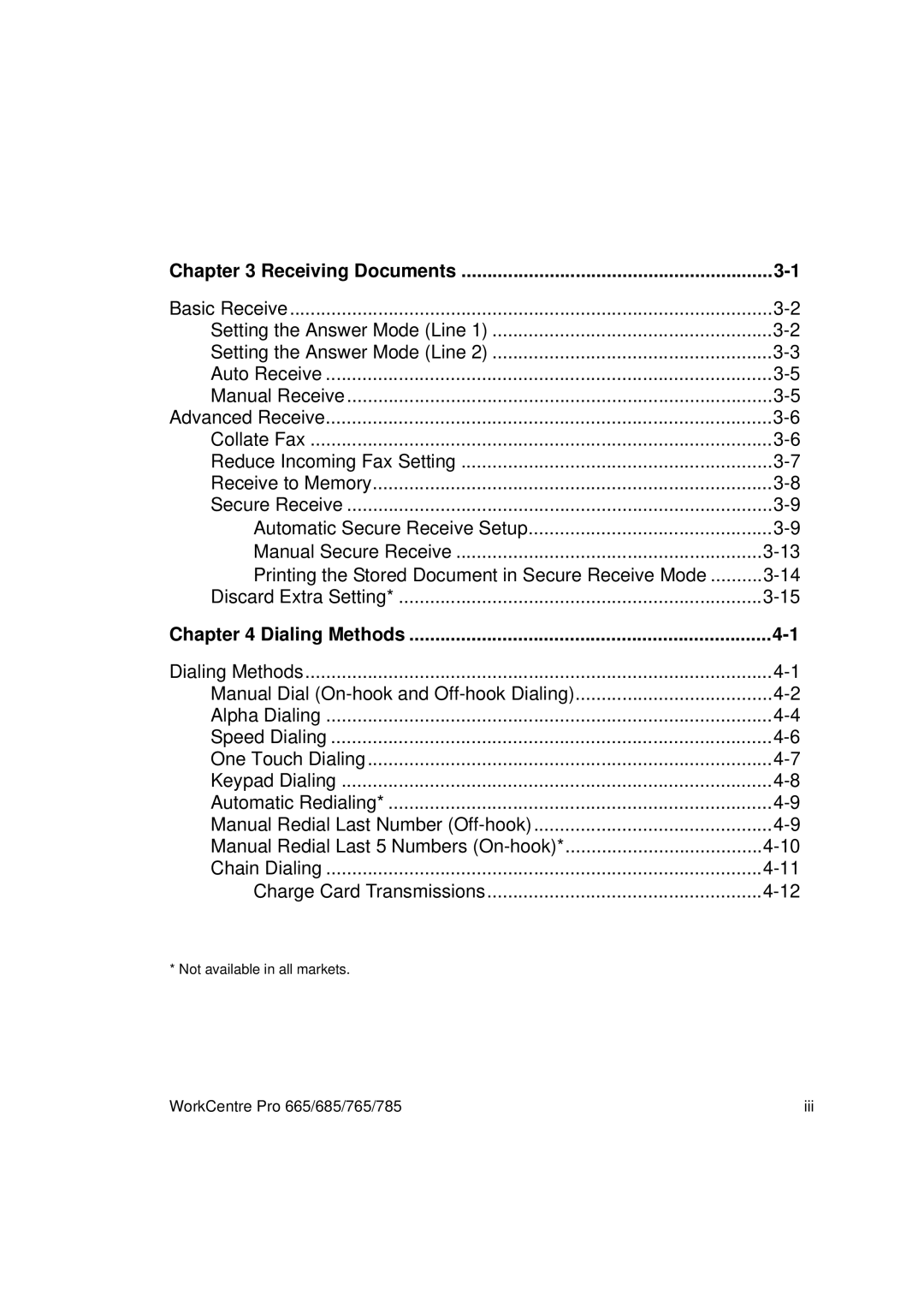 Xerox 665, 765, 685, 785 manual Receiving Documents, Dialing Methods 