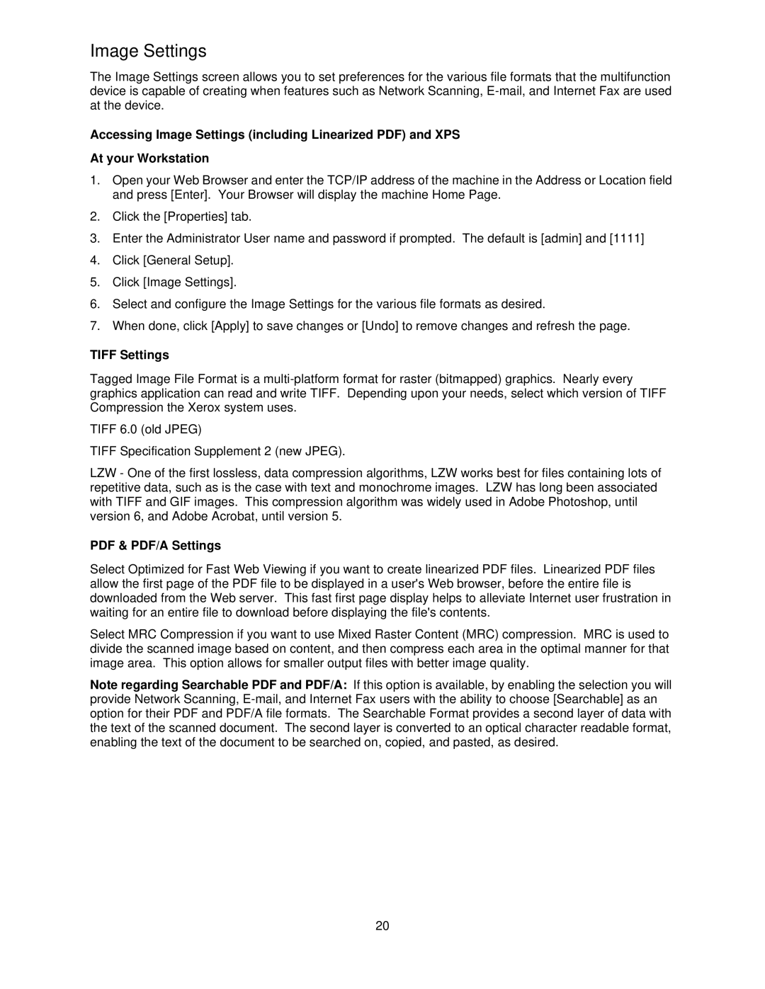 Xerox 7675, 7665, 7655 manual Image Settings, Tiff Settings 