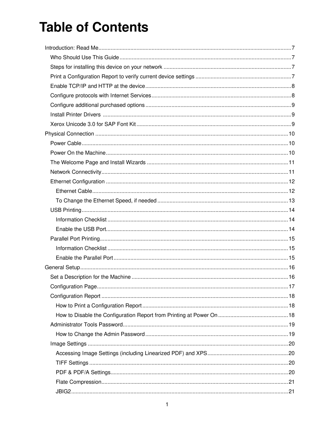 Xerox 7665, 7675, 7655 manual Table of Contents 