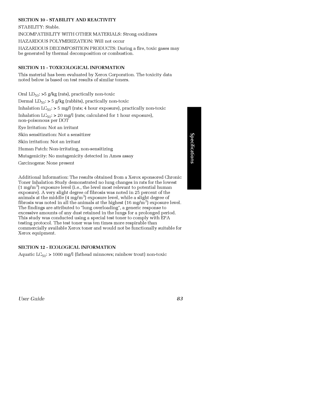 Xerox 7700 manual Ecological Information 