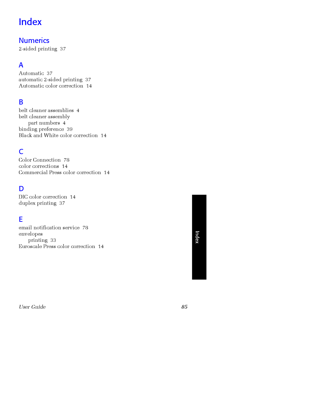 Xerox 7700 manual Index, Numerics 