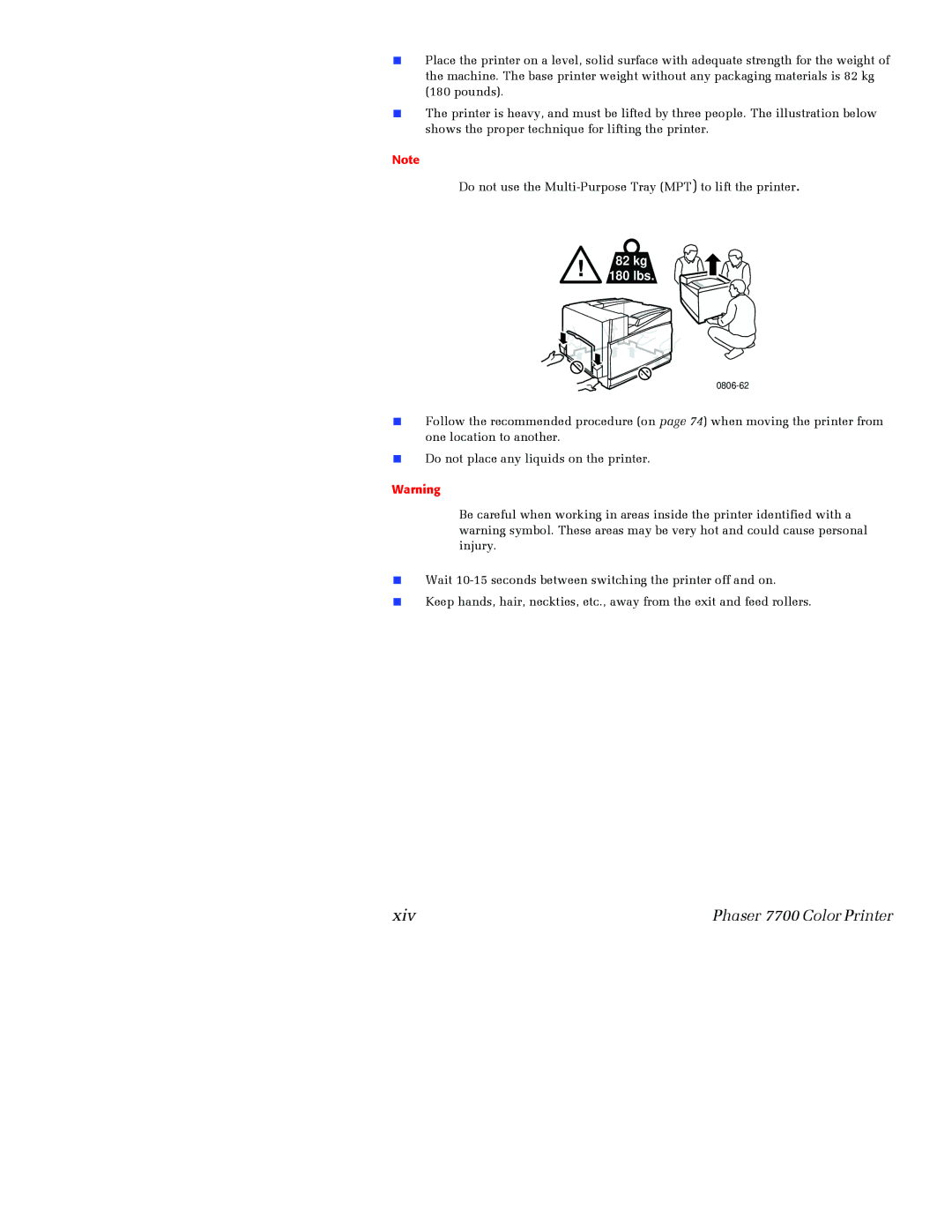 Xerox 7700 manual Xiv 