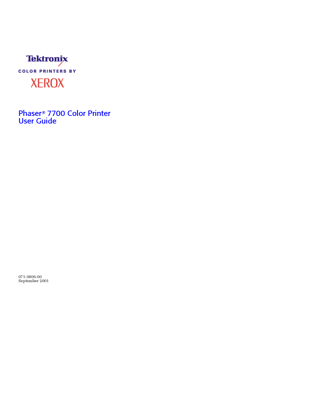 Xerox manual Phaser 7700 Color Printer User Guide 