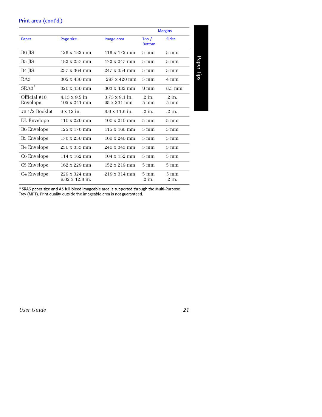 Xerox 7700 manual Print area contd 