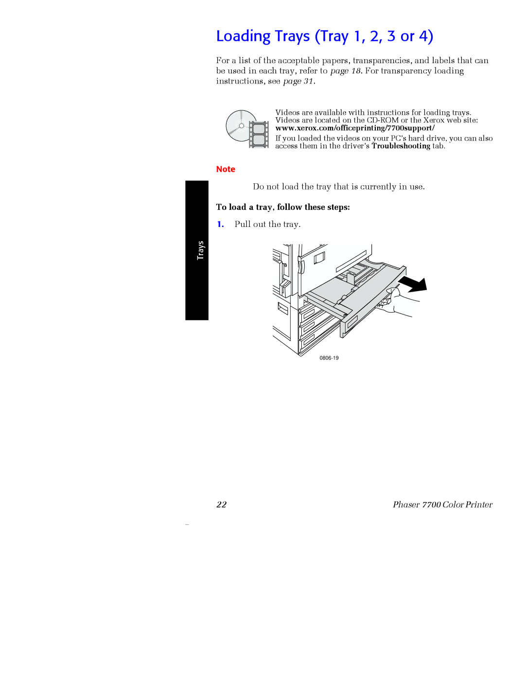 Xerox 7700 manual Loading Trays Tray 1, 2, 3 or, To load a tray, follow these steps 