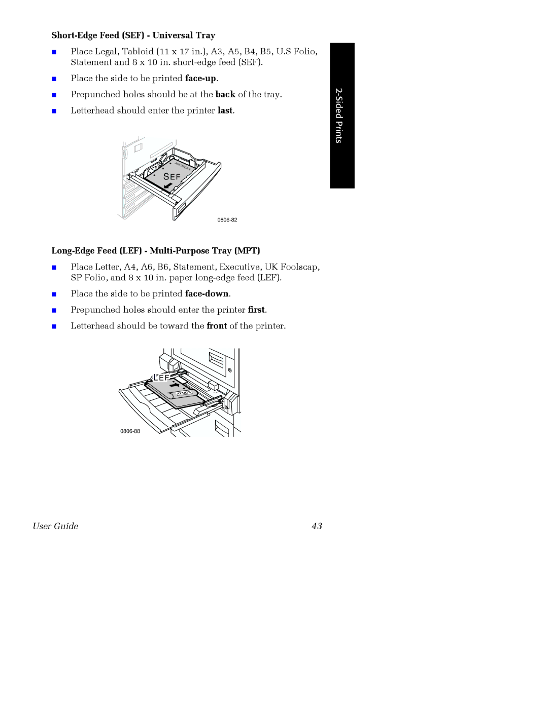 Xerox 7700 manual Short-Edge Feed SEF Universal Tray 