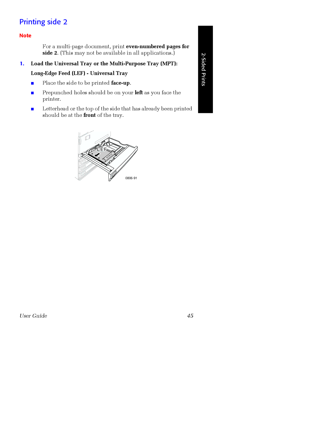 Xerox 7700 manual Printing side 