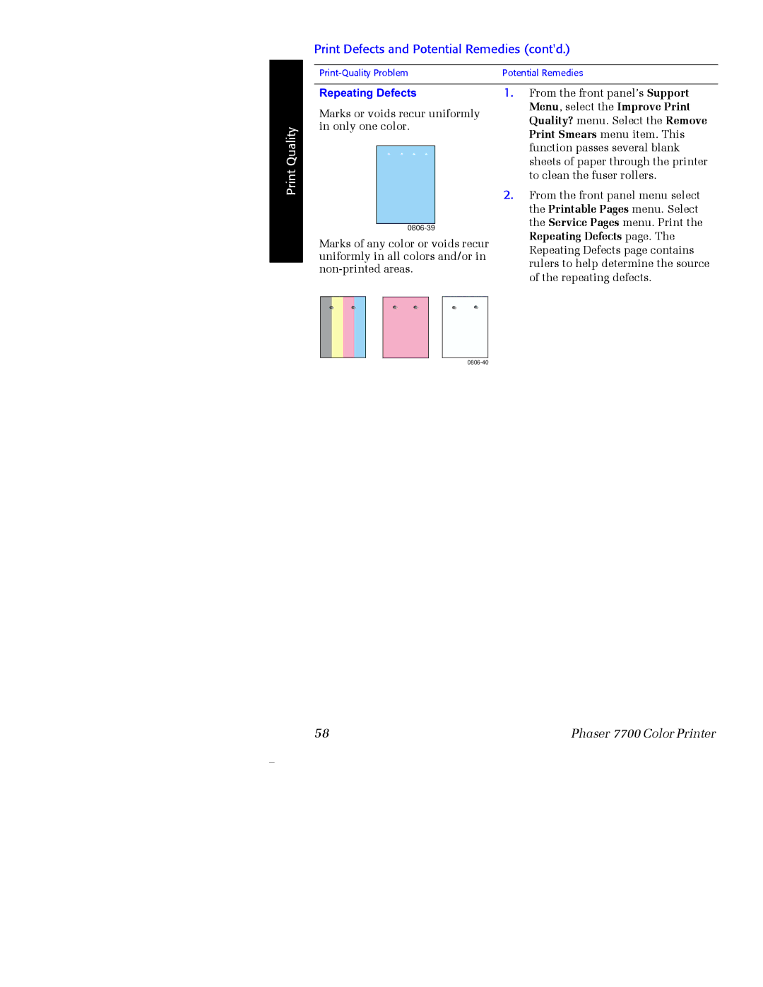 Xerox 7700 manual Menu, select the Improve Print 