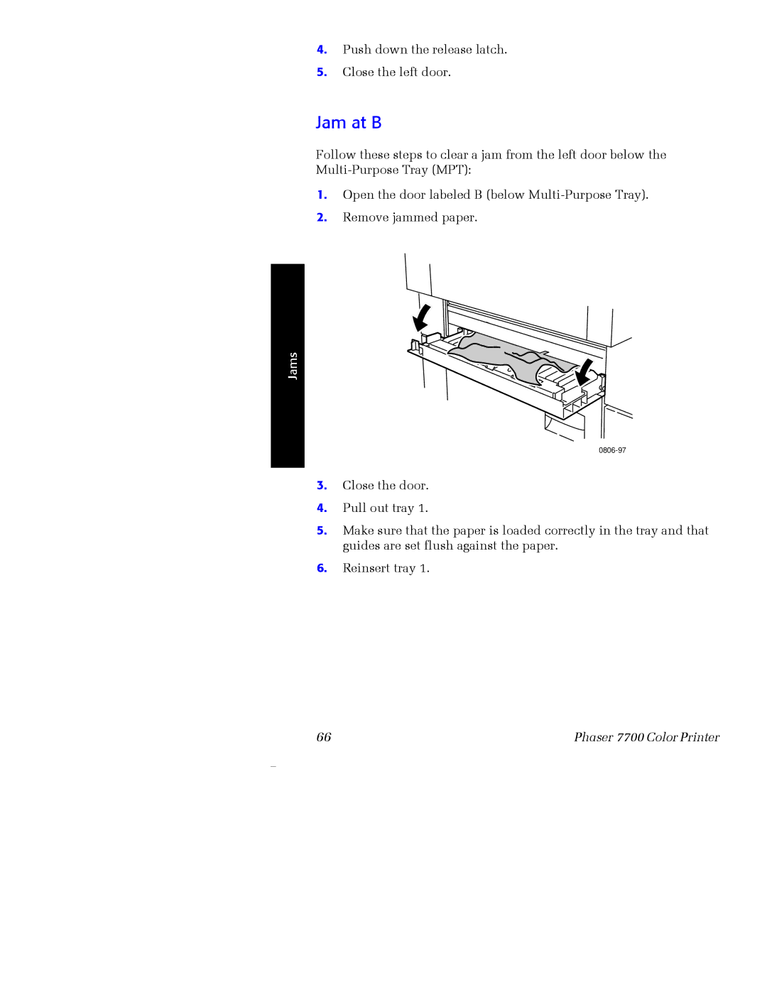 Xerox 7700 manual Jam at B 