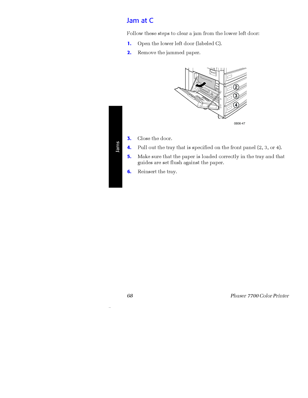 Xerox 7700 manual Jam at C 