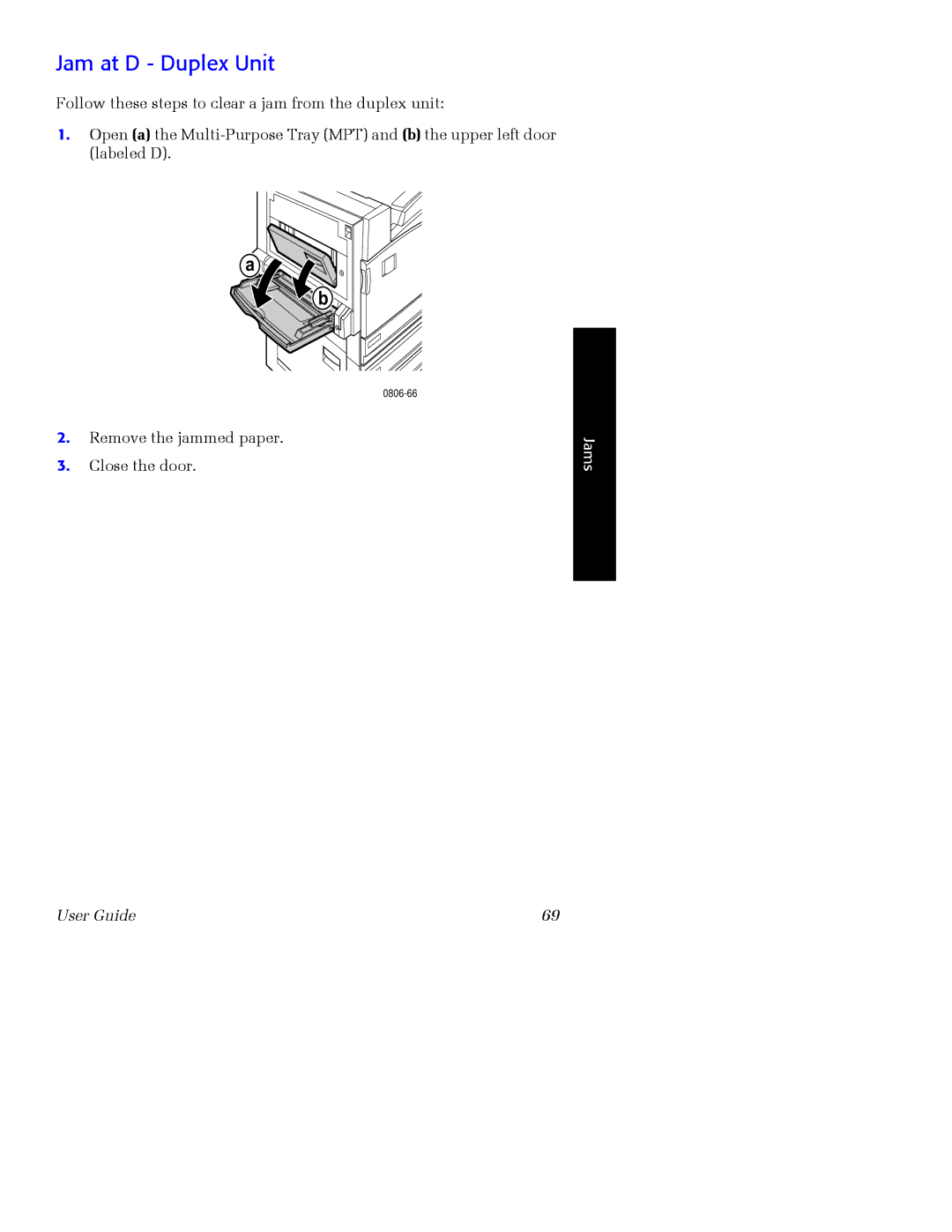 Xerox 7700 manual Jam at D Duplex Unit 