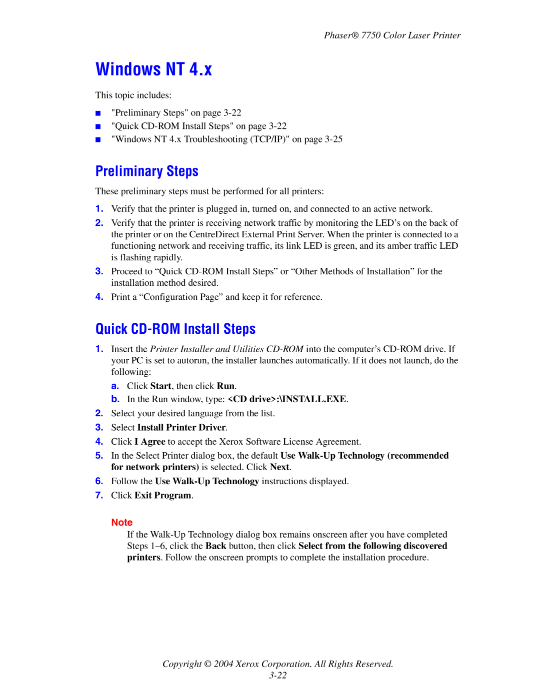 Xerox 7750 manual Windows NT, Preliminary Steps 