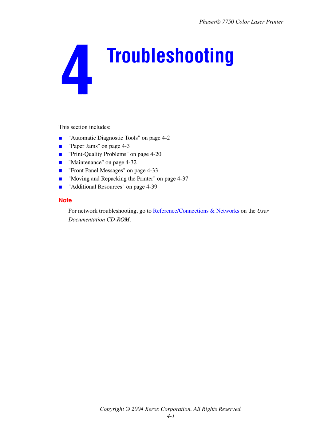 Xerox 7750 manual Troubleshooting 