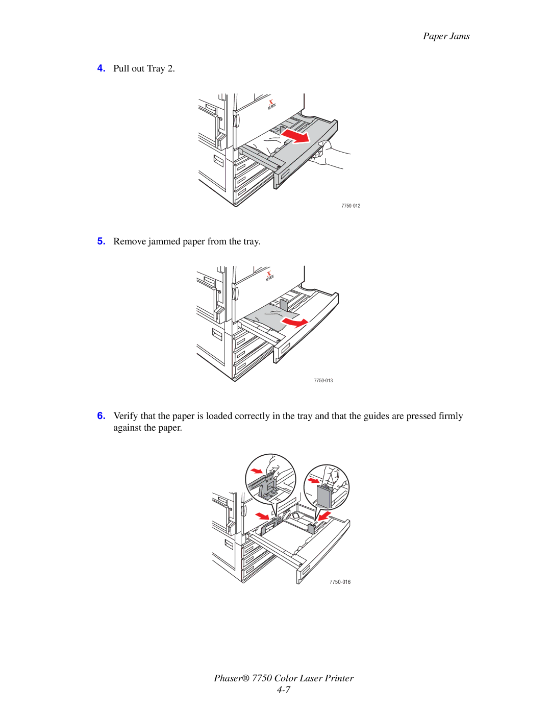 Xerox 7750 manual Pull out Tray 