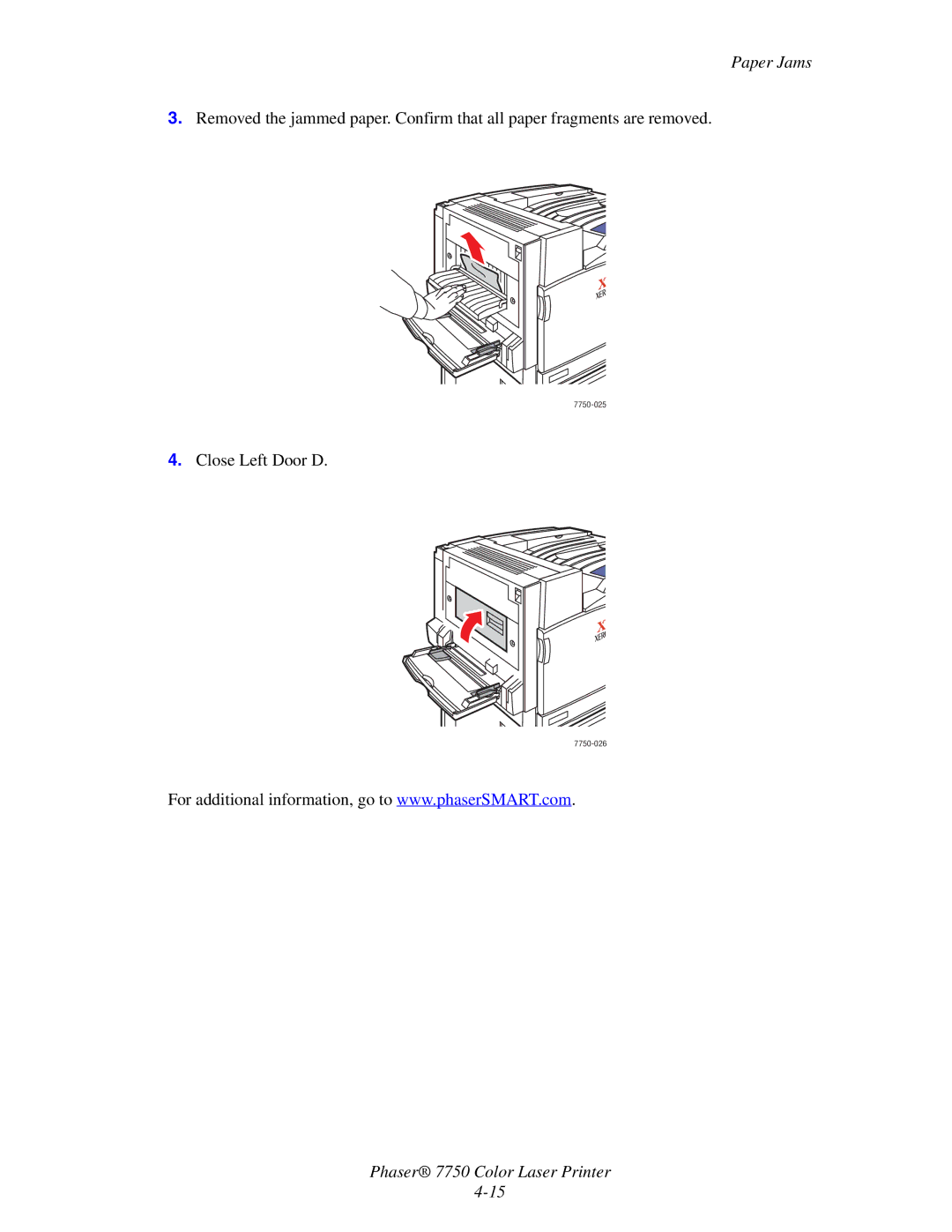 Xerox 7750 manual Close Left Door D 