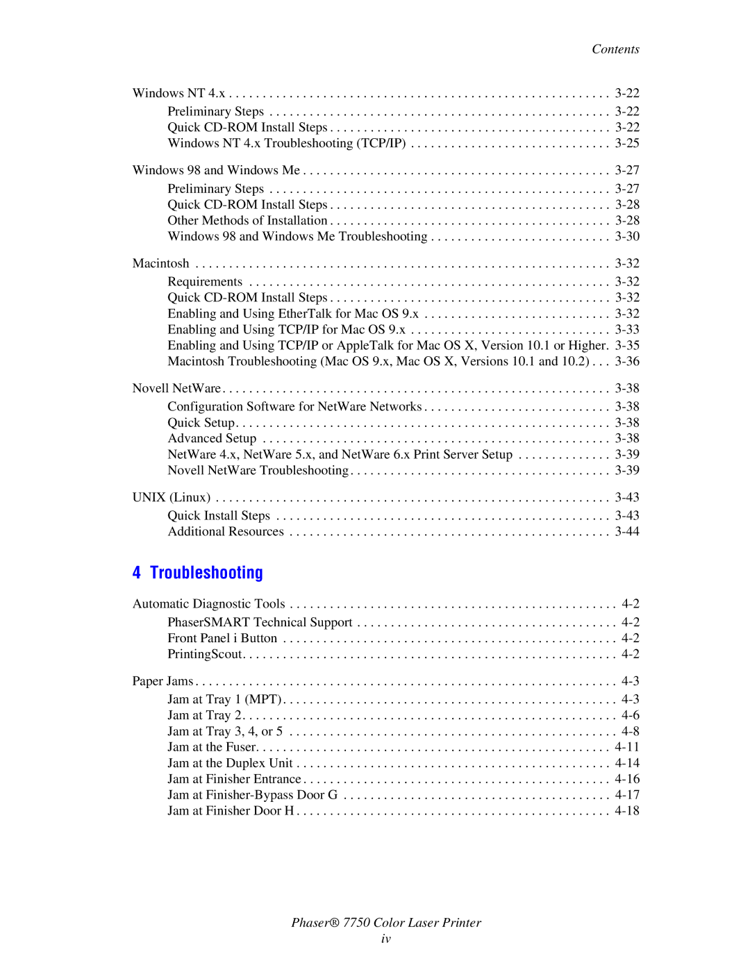 Xerox 7750 manual Troubleshooting 