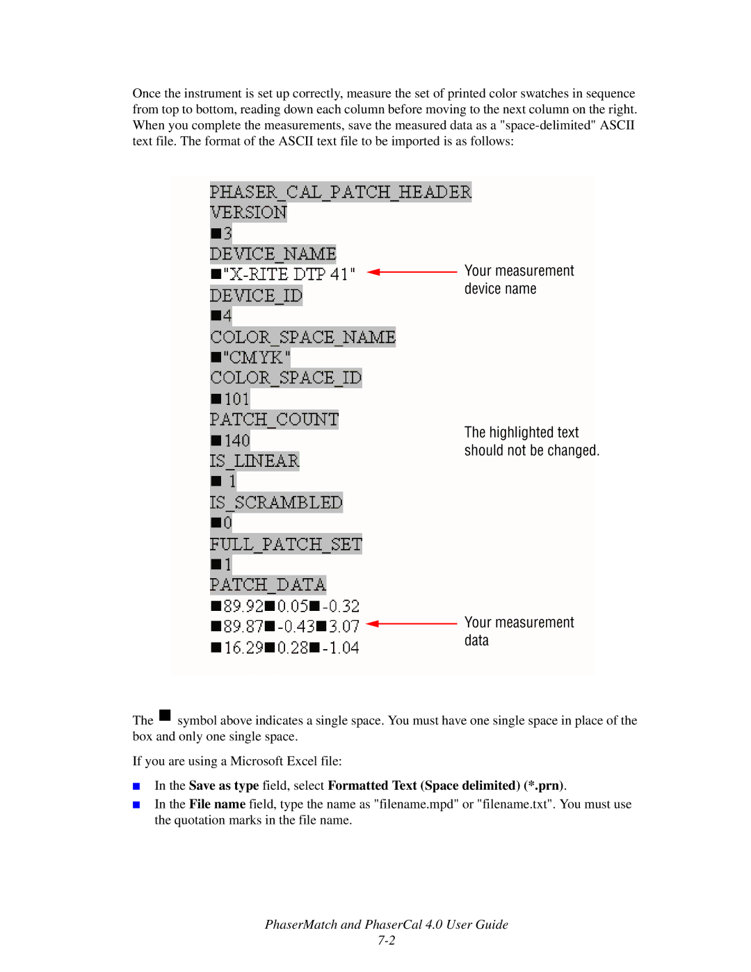 Xerox 7760 manual Highlighted text should not be changed Your measurement data 