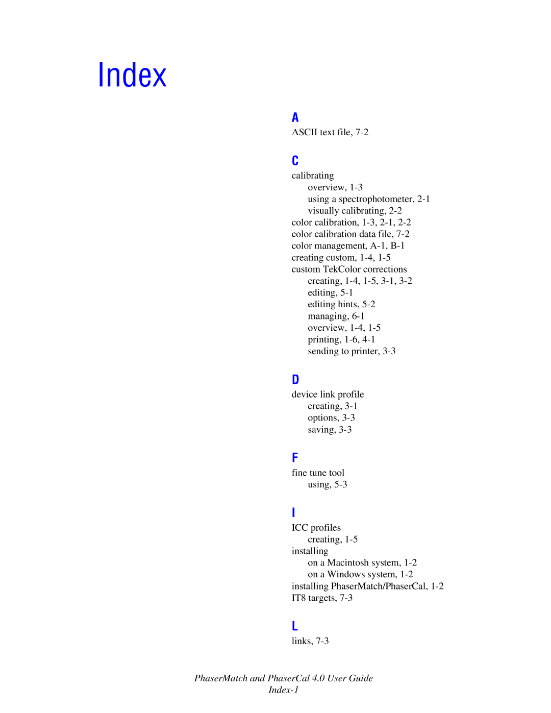 Xerox 7760 manual Index 