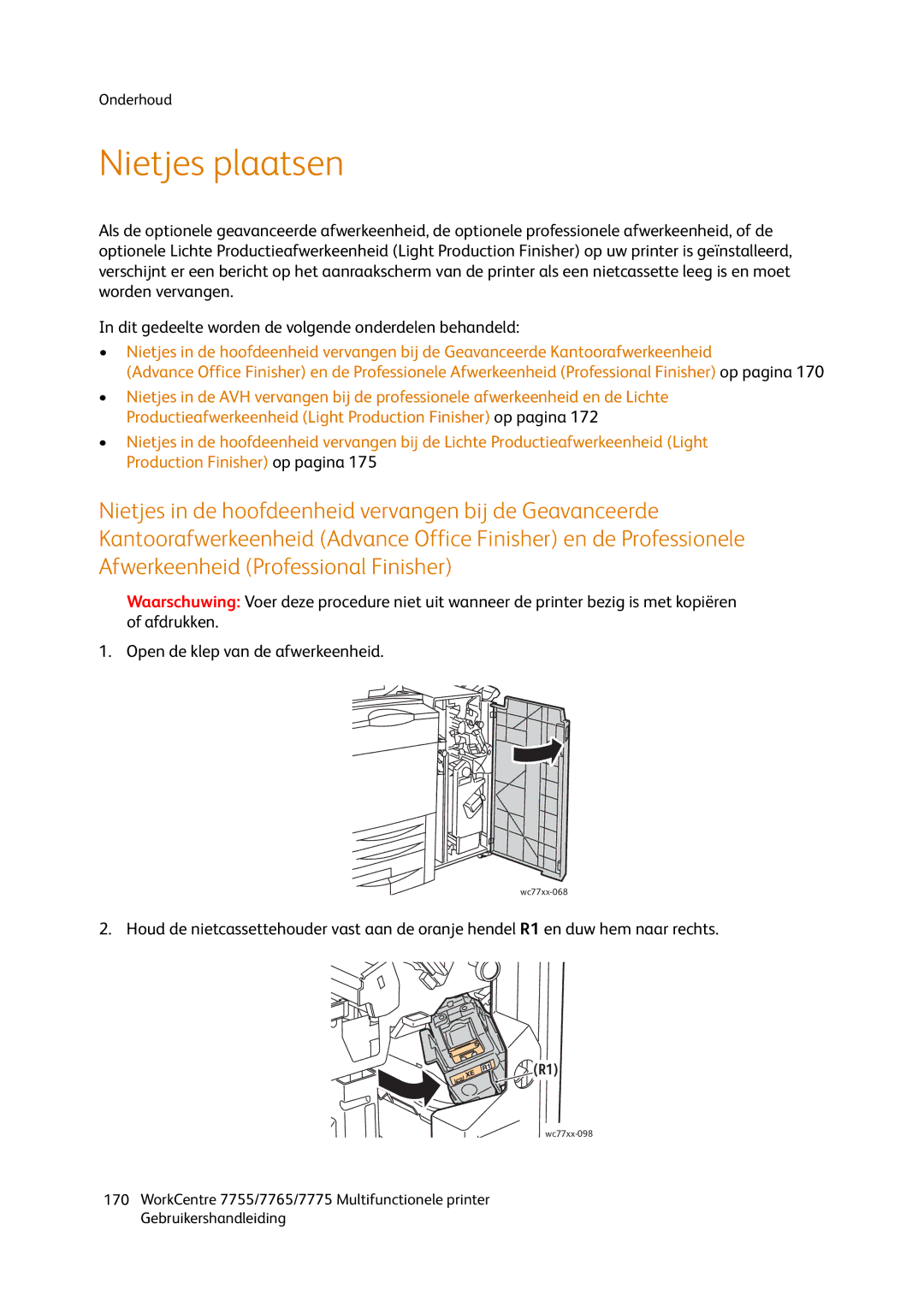 Xerox 7775, 7765, 7755 manual Nietjes plaatsen 