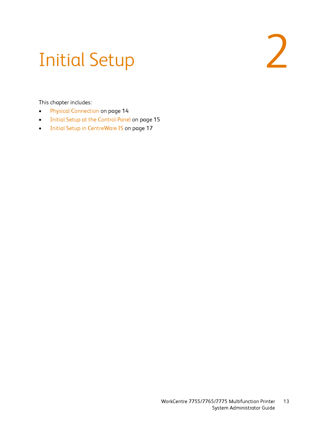 Xerox 7755, 7765, 7775 manual Initial Setup 