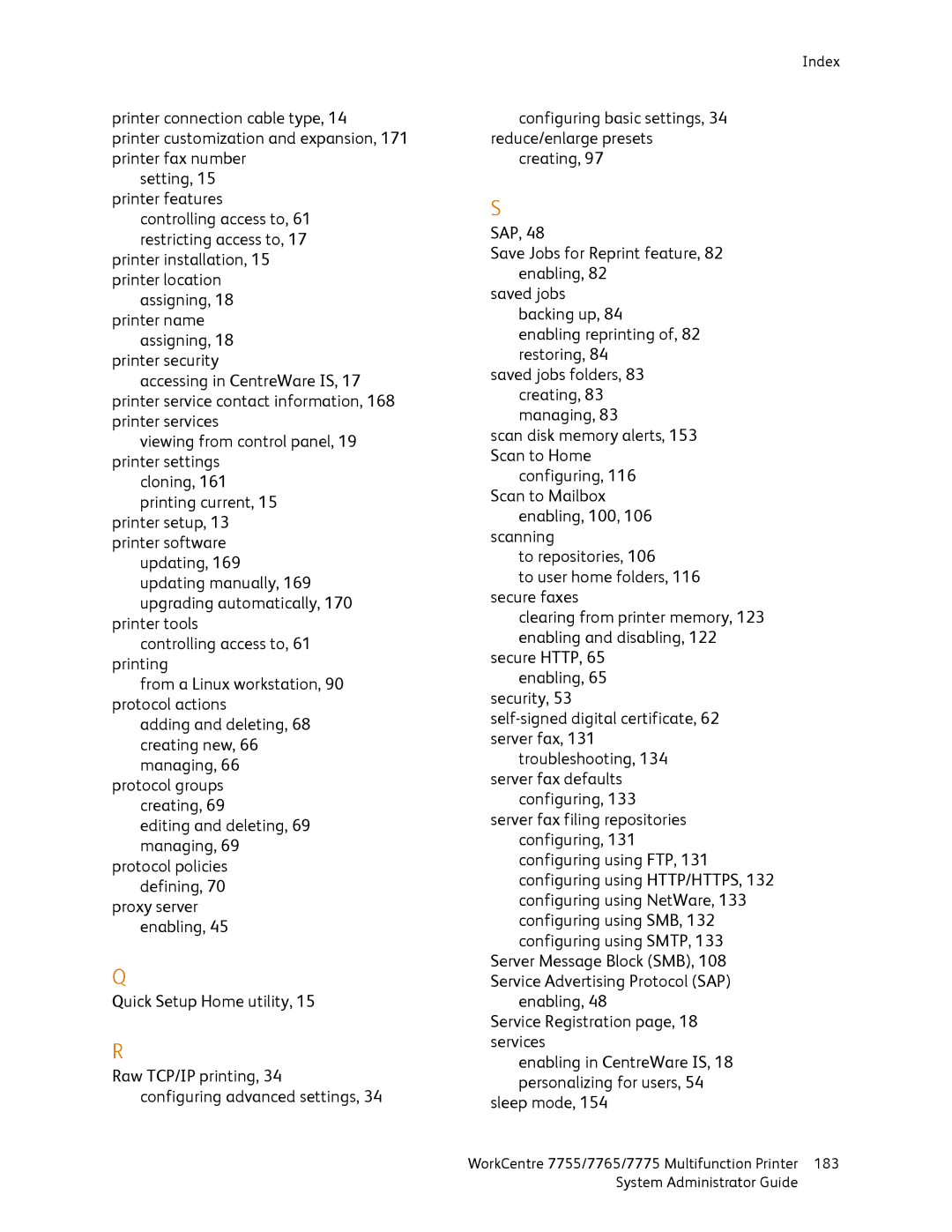 Xerox 7765, 7755, 7775 manual Enabling Service Registration page, 18 services 