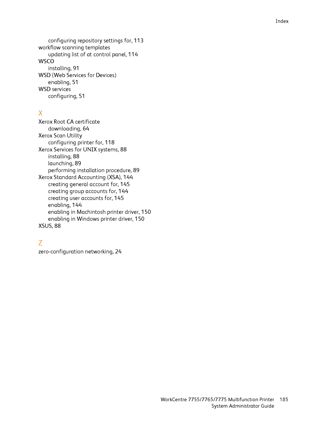 Xerox 7775, 7765, 7755 manual Xsus Zero-configuration networking 