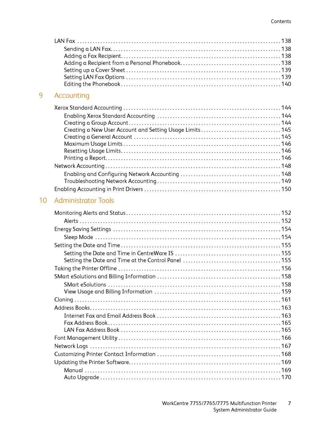 Xerox 7755, 7765, 7775 manual Accounting 