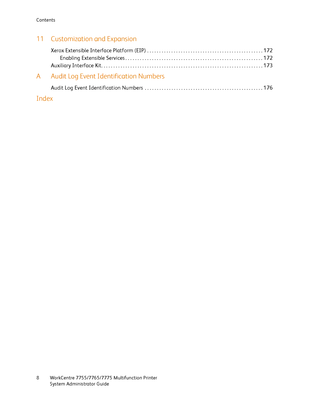 Xerox 7775, 7765, 7755 manual Audit Log Event Identification Numbers 